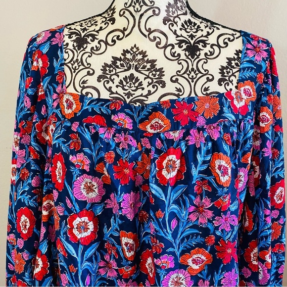 Vineyard Vines Tisbury Floral Long Sleeve Peasant Blouse NWT Sz-2X - Picture 2 of 6